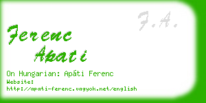 ferenc apati business card