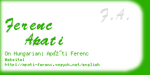 ferenc apati business card